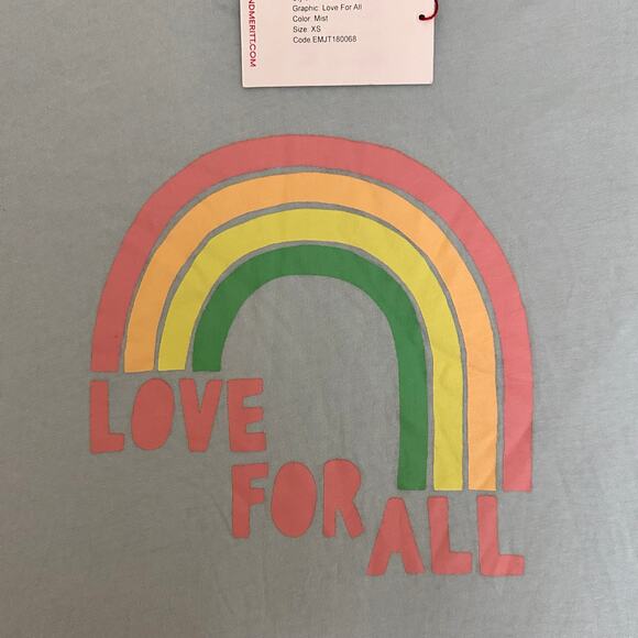 With Love From Emily + Meritt The Slim Tee Love For All Size XS Mist Blue - Picture 4 of 10